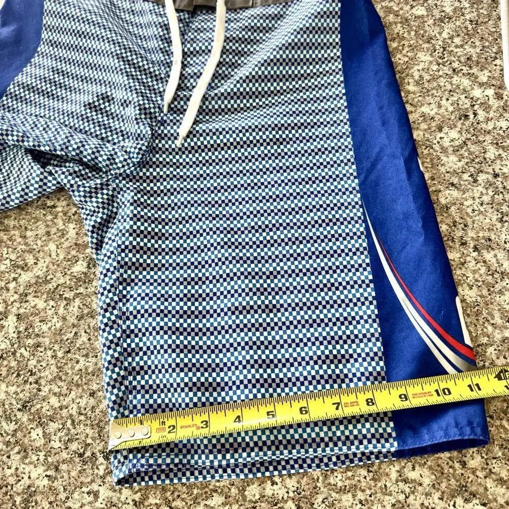 Bud Light Board Shorts Mens Size 30 Blue Checkered Swim Trunks Surf Beach Light